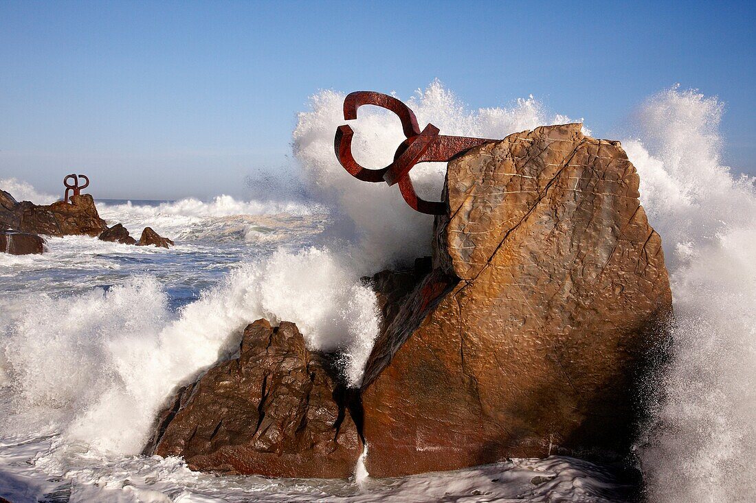 Peine del Viento Skulptur von Eduardo Chillida, San Sebastian, Guipuzcoa, Baskenland, Spanien