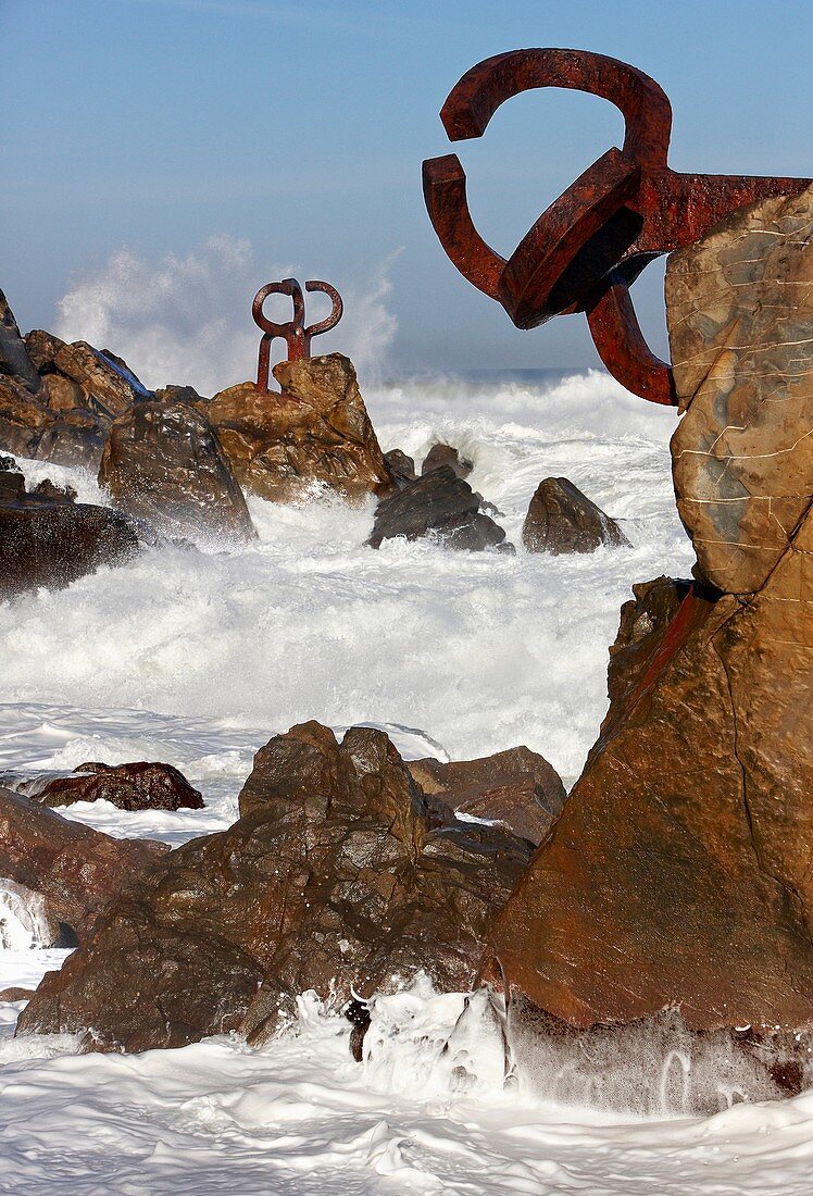 Peine del Viento Skulptur von Eduardo Chillida, San Sebastian, Guipuzcoa, Baskenland, Spanien