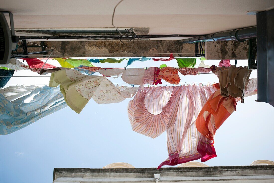 Lisbon, Portugal, uptown, clothes hanging
