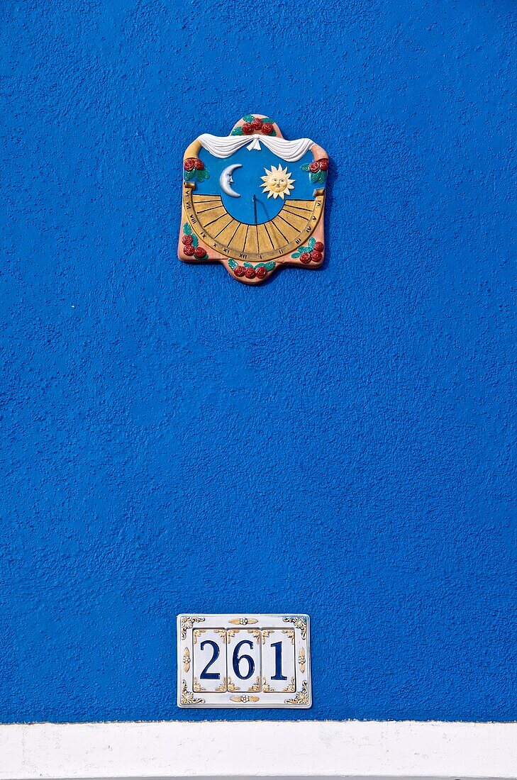 house number and door detail in street, Burano island, Venice, Italy