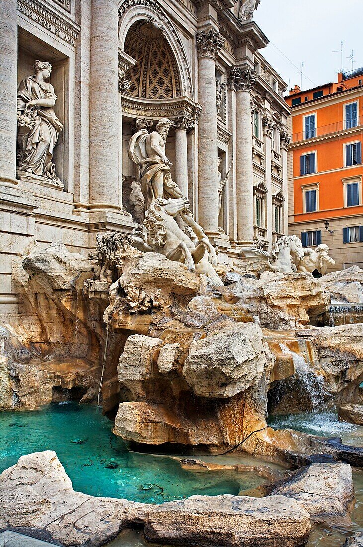 Trevi Fountain. Fontana di Trevi. Architect Nicola Salvi. Lazio. Rome. Italy.