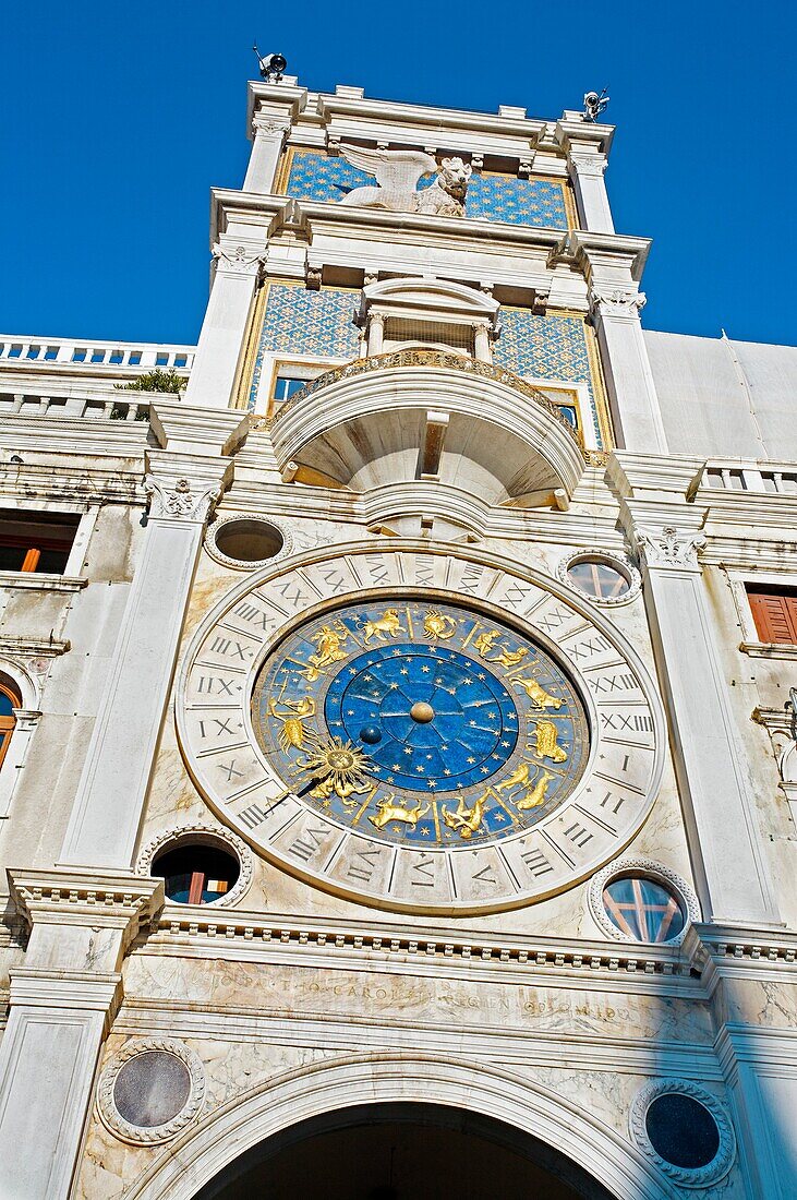 Tower of Time and the Moors. Chiesa di san marco. Saint marks square. piazza San Marco. Veneto. Venice. Italy.