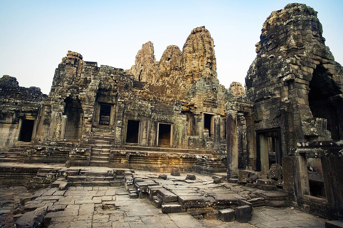 Khmer architecture. Barroque peak, The Bayon temple (12th/13th Century). Angkor Thom. Cambodia.