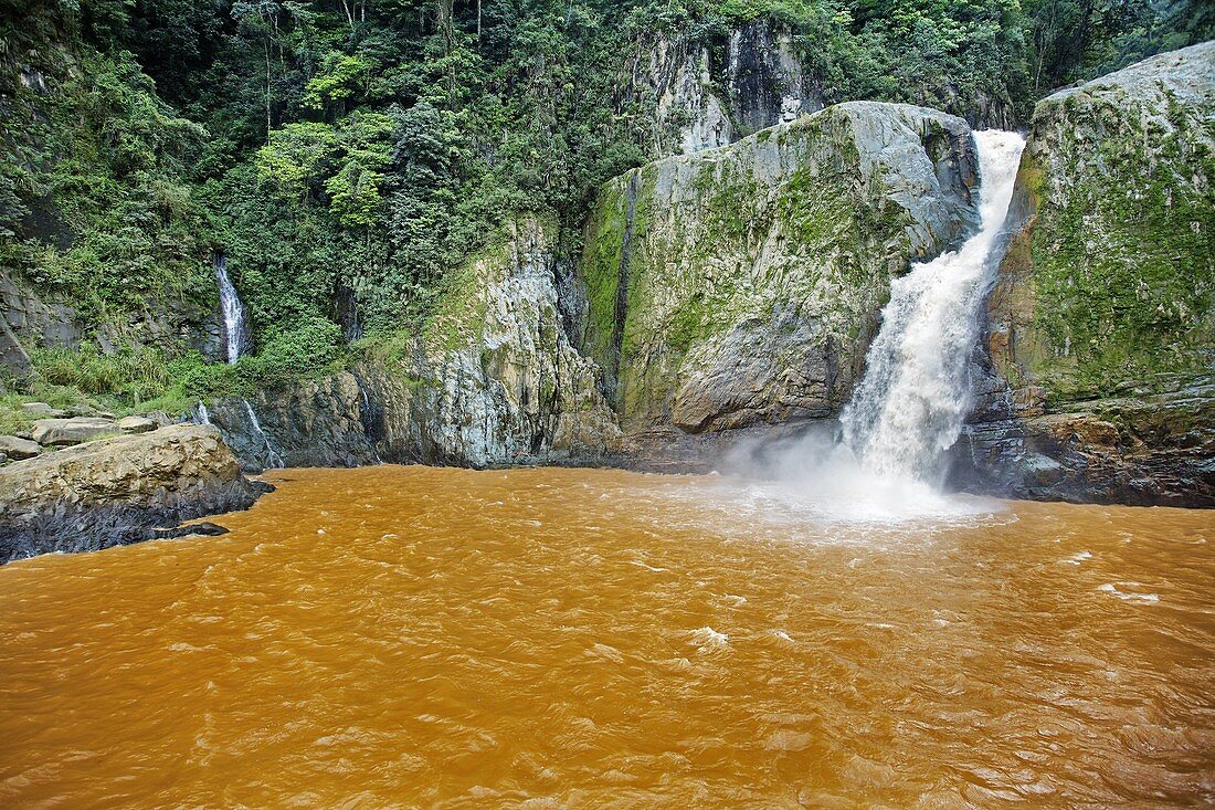 Salto Jimenoa waterfall. Jarabacoa. La Vega province. Dominican Republic. West Indies. Caribbean.