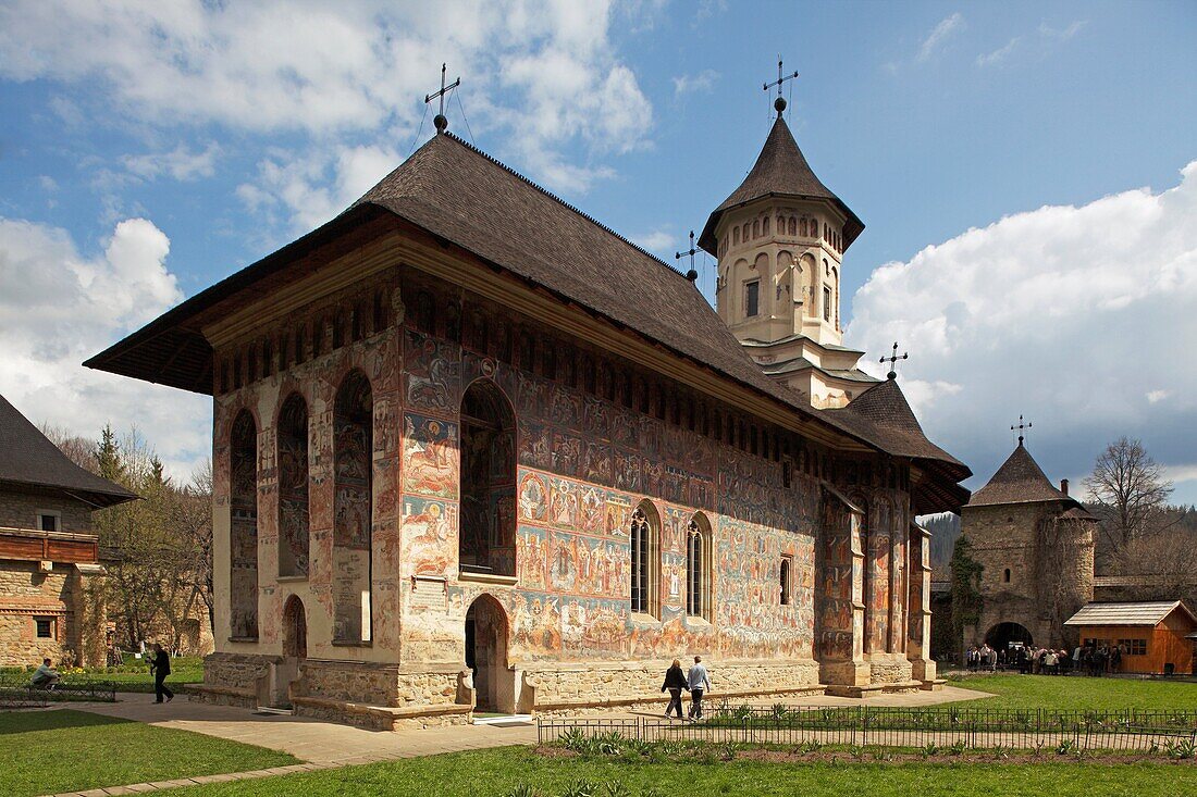 Romania, Moldavia Region, Southern Bucovina, Moldovitsa Monastery, wall paintings, Frescos