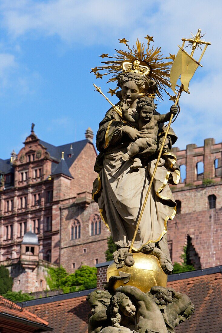 Heidelberg, Karlsplatz, Karls square, castle, Baden-Württemberg, Germany