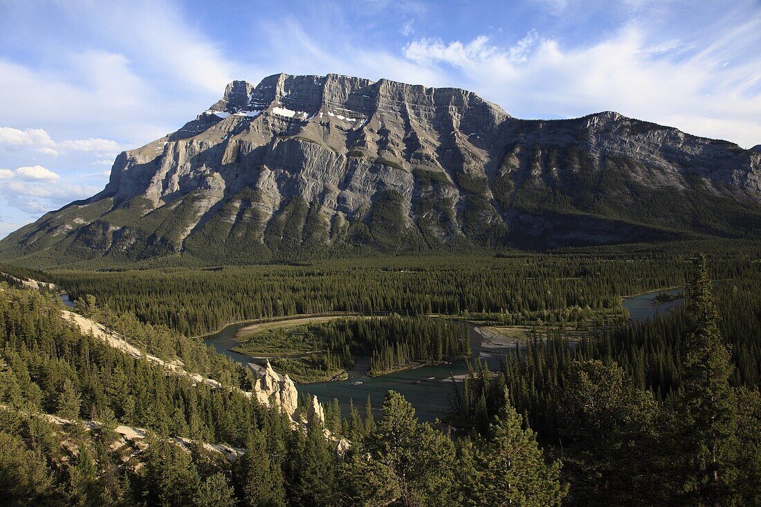 Canada, Alberta, Banff National Park, Mount Rundle, Bow River Valley, hoodoos