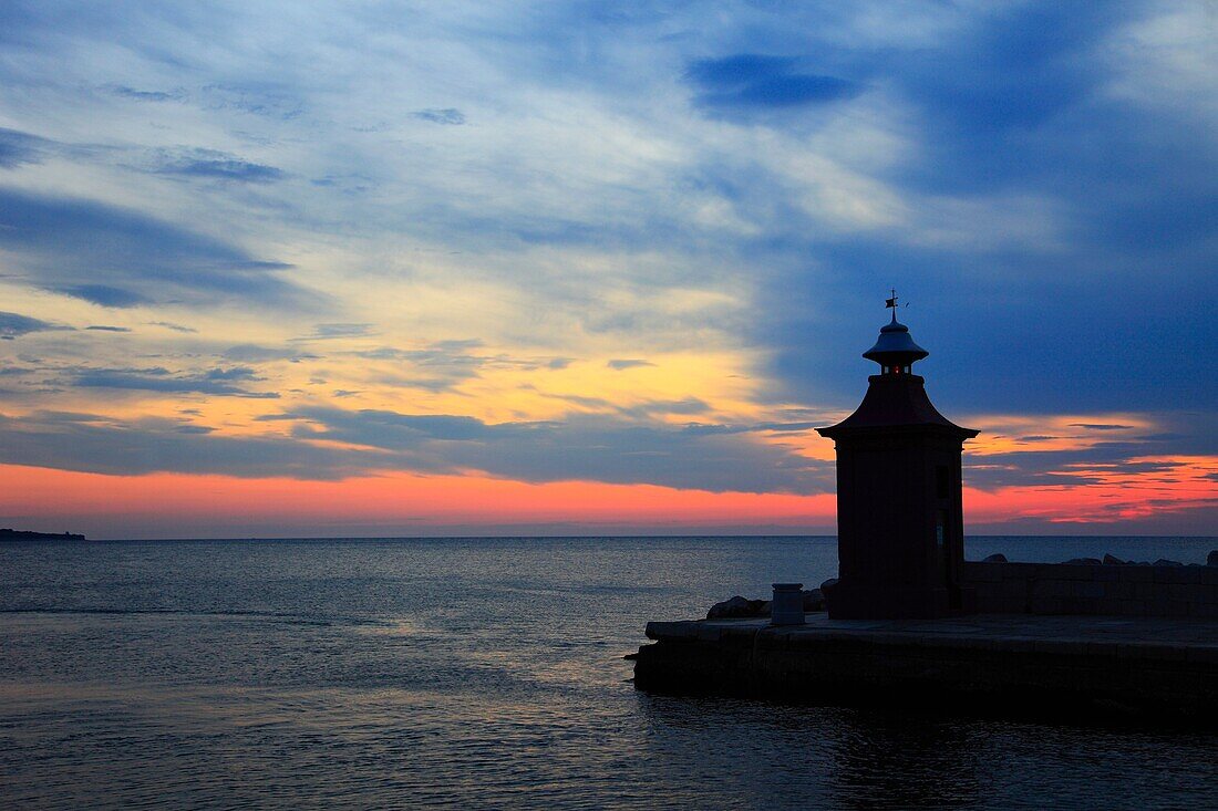 Slovenia, Piran, lighthouse, sunset, Adriatic Sea