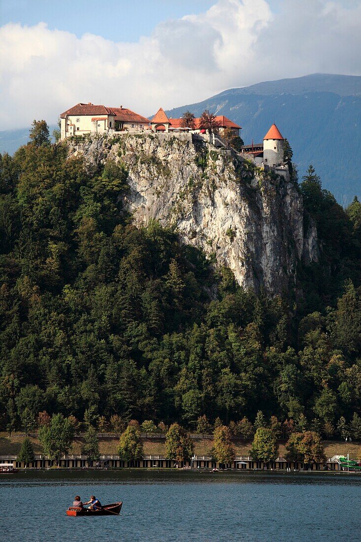 Slovenia, Bled, Castle, lake, rowboat