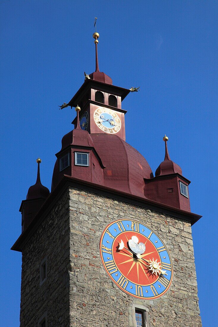 Switzerland, Lucerne, Luzern, Old Town Hall, clock tower