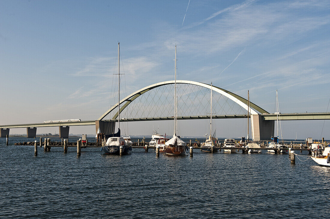 Fehmarn Sound bridge, Fehmarnsund bridge, Baltic Sea, Schleswig-Holstein, Germany