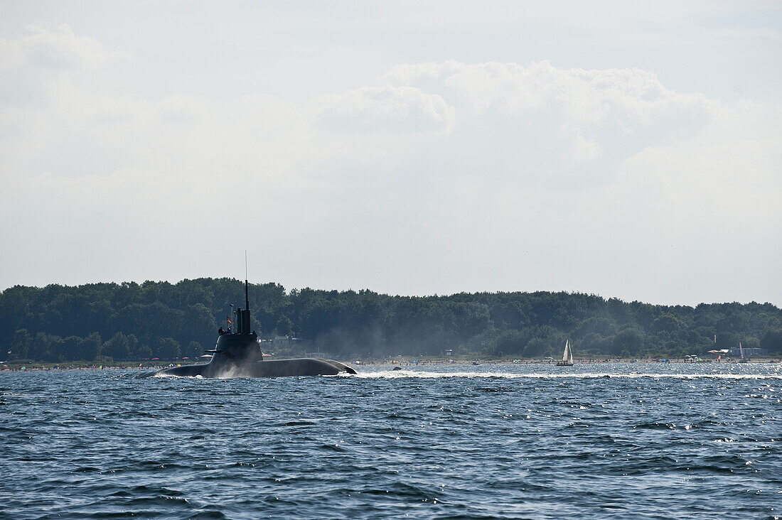 Submarine in the bay of Kiel, Ostsee, Schleswig-Holstein, Germany
