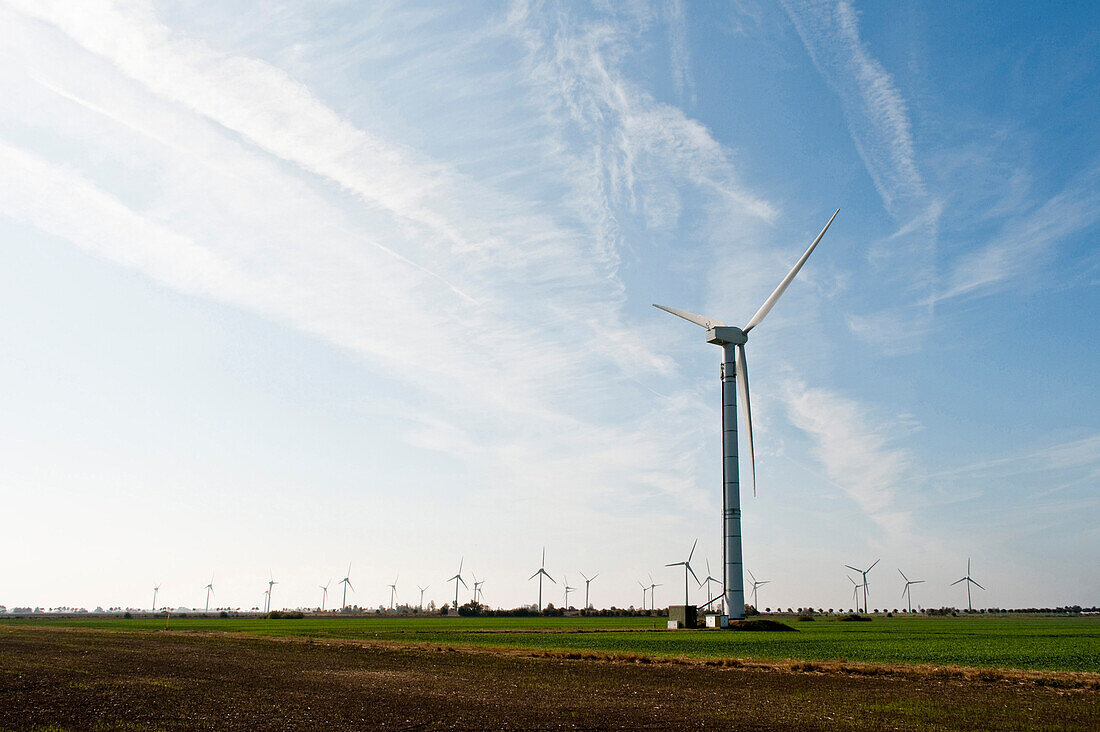 Wind turbines on Fehmarn, Schleswig-Holstein, Germany