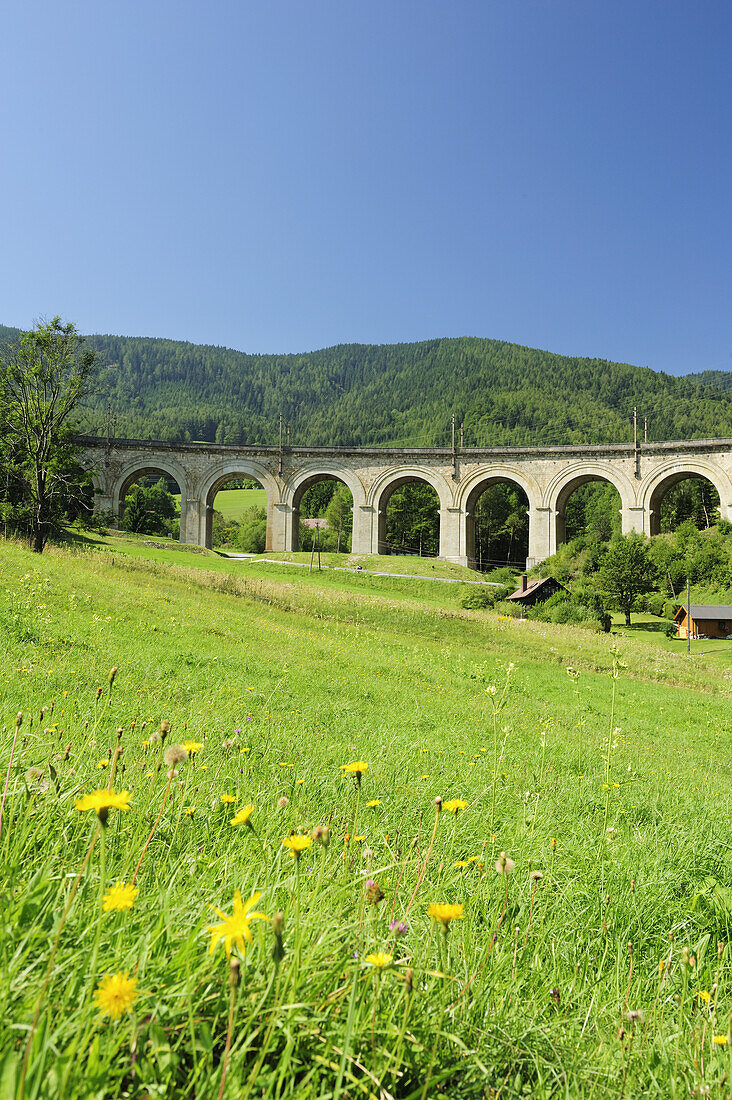 Fleischmannviadukt, Semmeringbahn, UNESCO Weltkulturerbe Semmeringbahn, Niederösterreich, Österreich