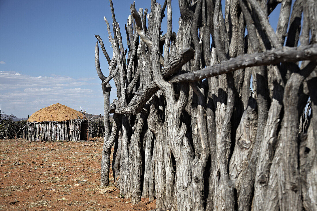 View at hut at Himba village, Van Zyl's Pass, Namibia, Africa