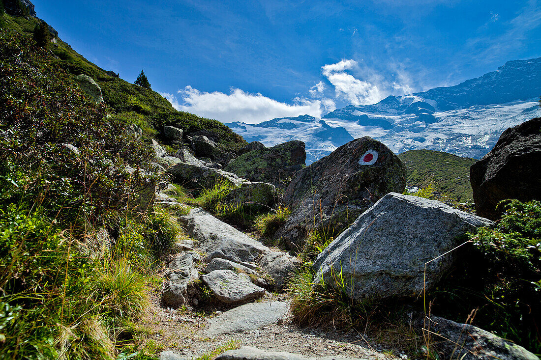 Panorama view in Krimmler Achental towards Krimmler Glacier, Salzburger Land, Austria