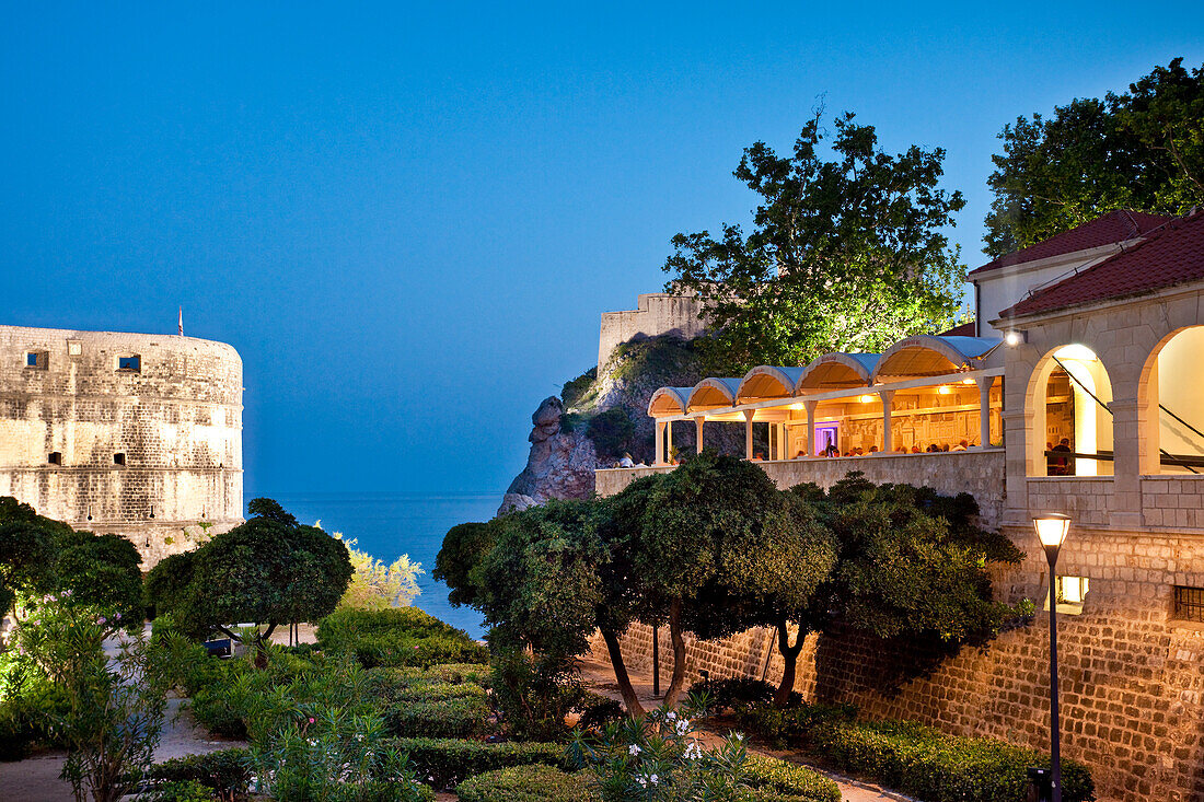 Illuminated old town, Dubrovnik, Dalmatia, Croatia