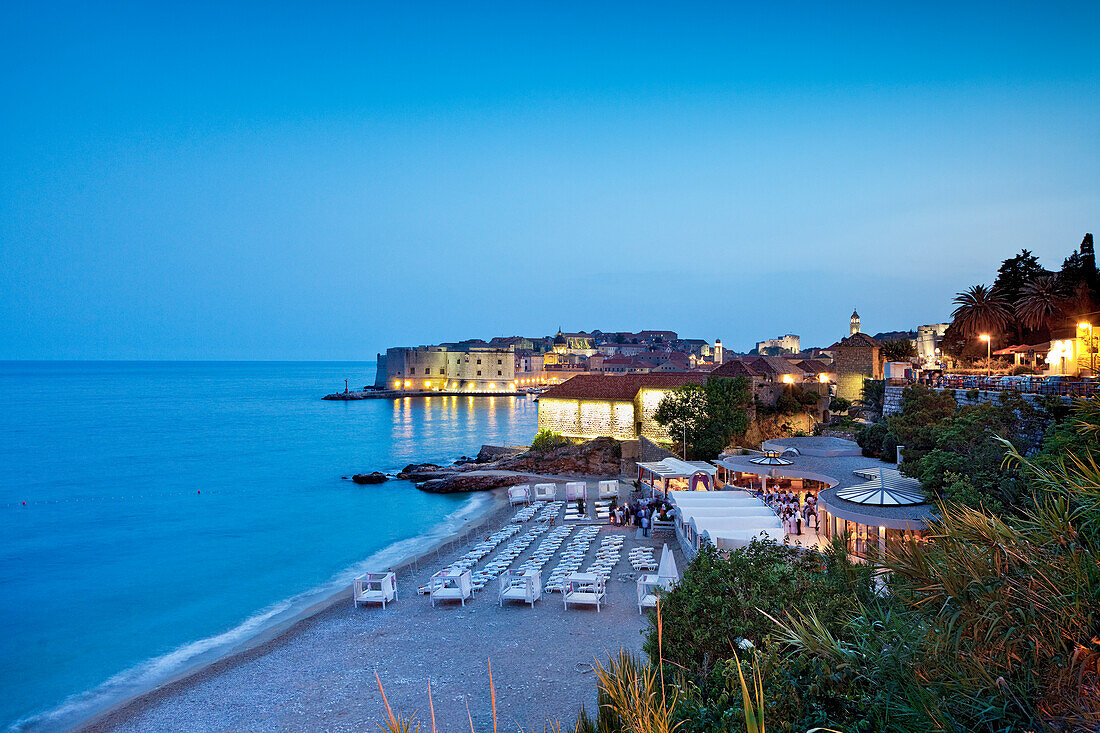 Illuminated old town, Dubrovnik, Dalmatia, Croatia