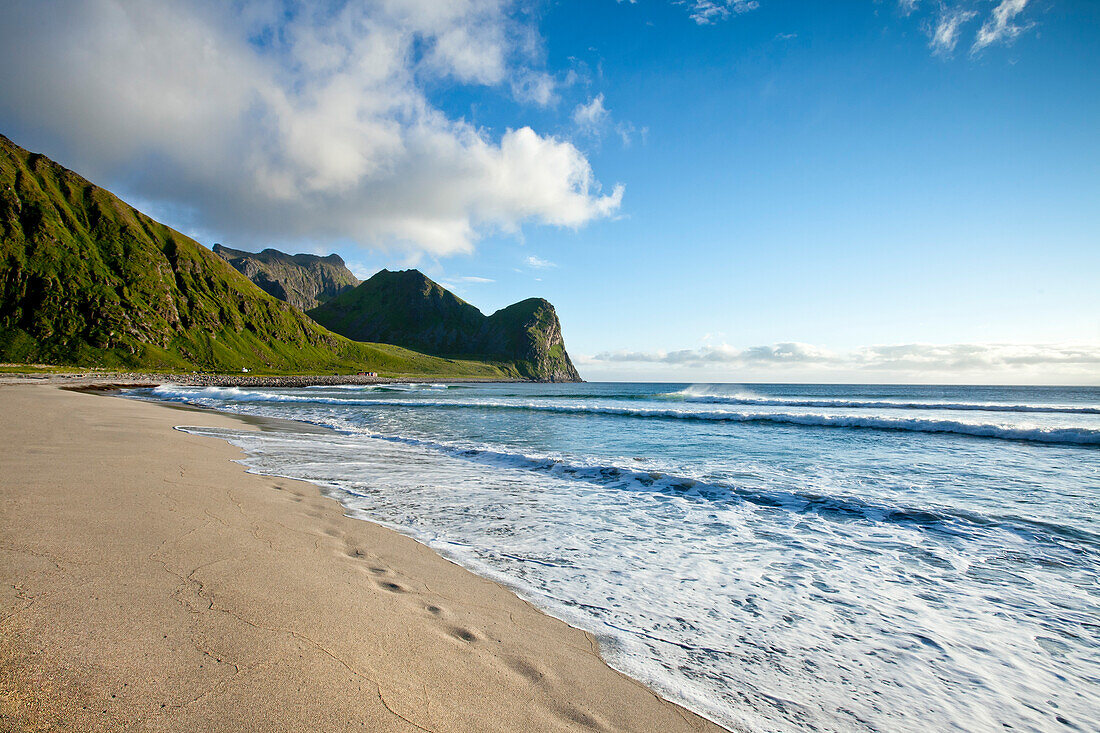 Unstad beach, Vestvågøya island, Lofoten Islands, North Norway, Norway