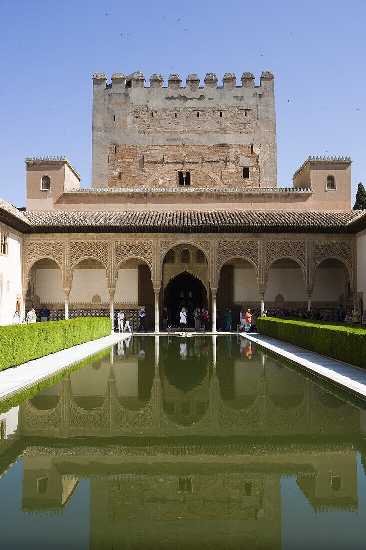 Pond pool at Alhambra Palace, Granada, Andalucia, Spain, Europe