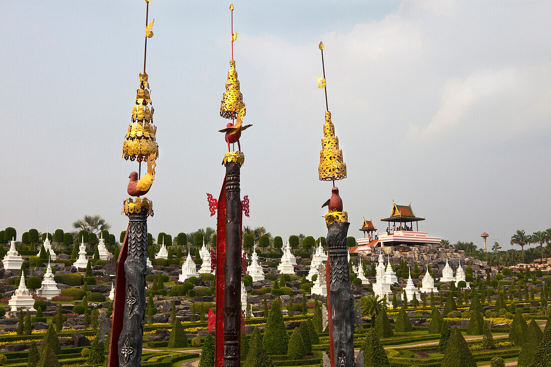 Buddhistic stupas at Nong Nooch tropical botanical garden near Pattaya, Chonburi Province, Thailand, Asia