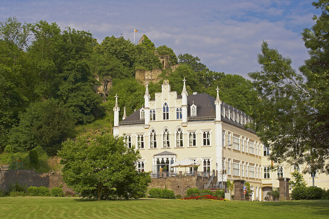 View from the Palace Garden at Sayn castle, Sayn, Mittelrhein, Rhineland-Palatinate, Germany, Europe