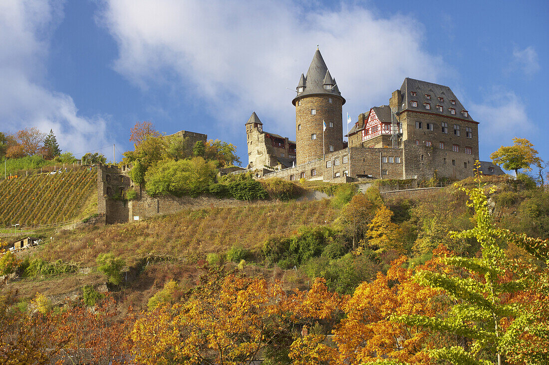 Stahleck castle at Bacharach, River Rhine, Cultural Heritage of the World: Oberes Mittelrheintal (since 2002), Mittelrhein, Rhineland-Palatinate, Germany, Europe