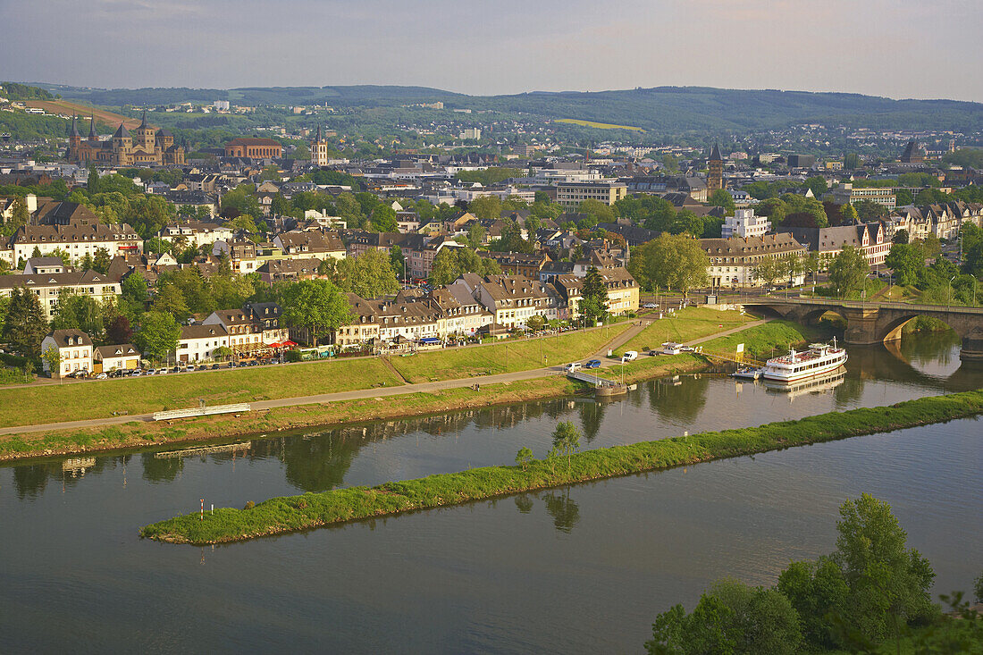 View at Trier with  Kaiser-Wilhelm-Bridge, Mosel, Rhineland-Palatinate, Germany, Europe