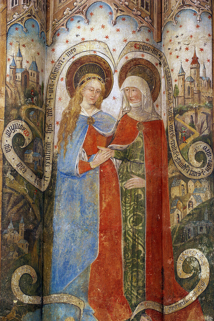 Fresco in the collegiate church St. Martin and St. Severus at Münstermaifeld, Mayen-Koblenz, Eifel, Rhineland-Palatinate, Germany, Europe