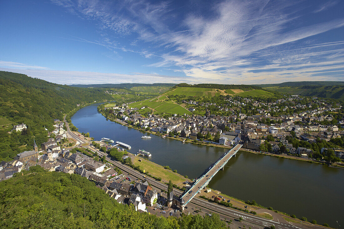 View from Grevenburg at Traben-Trarbach, Mosel, Rhineland-Palatinate, Germany, Europe
