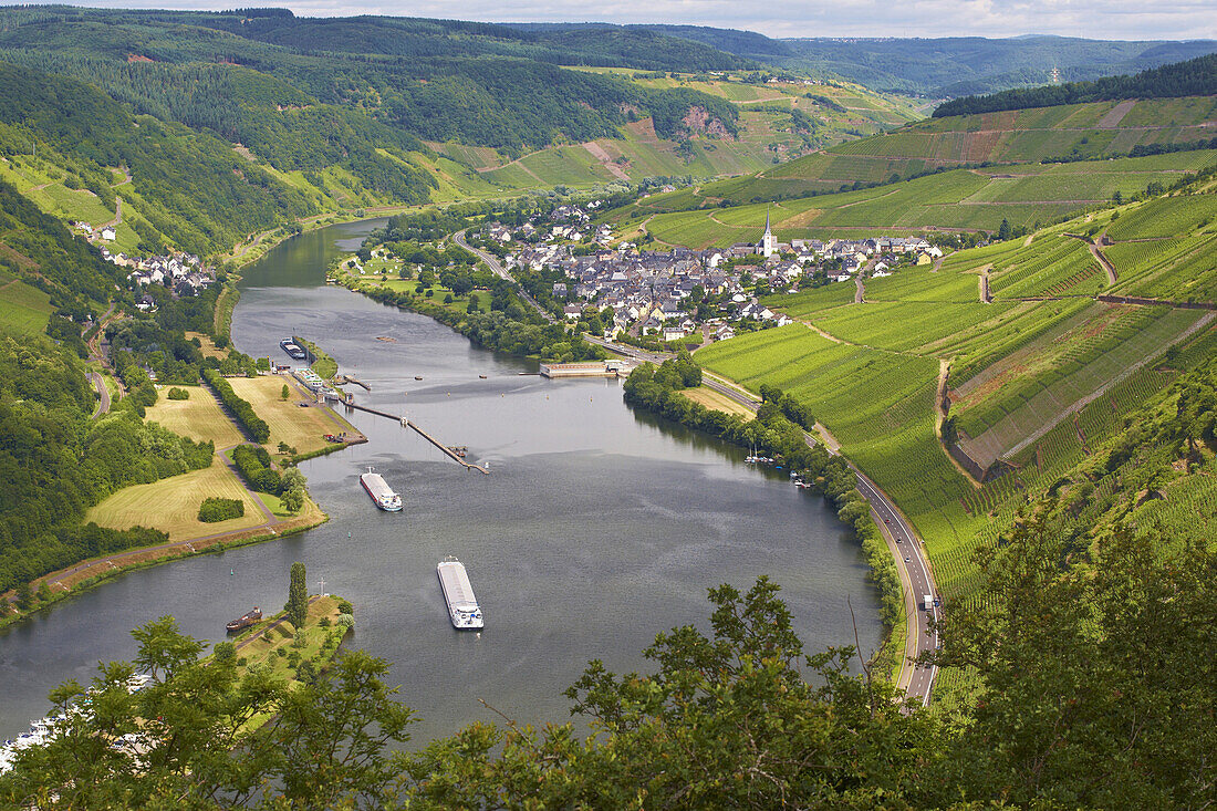 Lock at Enkirch, Mosel, Wine-growing area, Rhineland-Palatinate, Germany, Europe