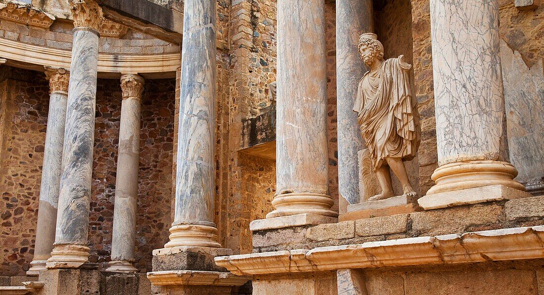 Roman theatre in Merida, Merida, Badajoz, Extremadura, Spain