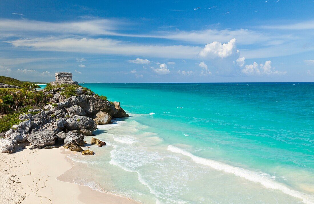 Yacimiento Arqueológico Maya de Tulum, Estado de Quintana Roo, Península de Yucatán, México, América