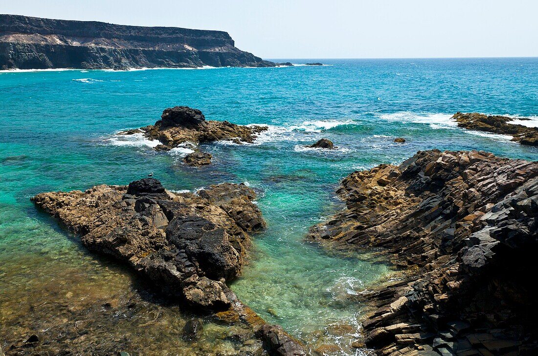 Costa desde la playa de Los Molinos Pueblo Tefía Isla Fuerteventura Pronvincia Las Palmas Islas Canarias España