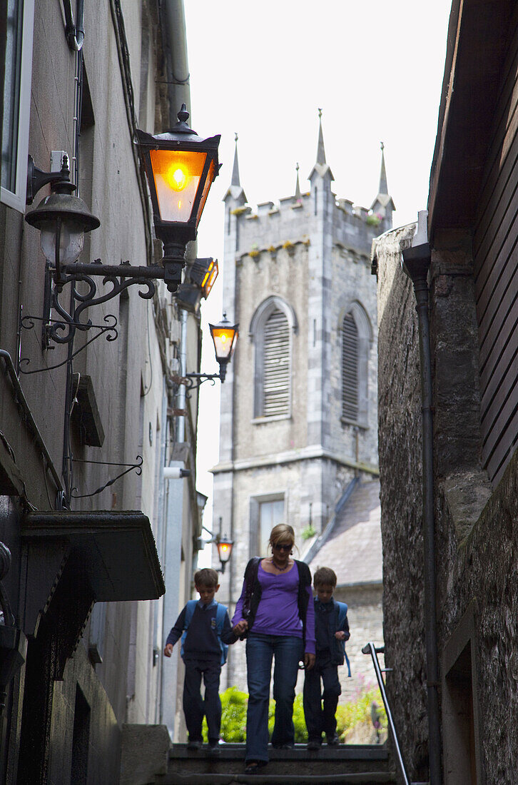 St Mary's Church as seen from a medieval alley, Kilkenny, Ireland