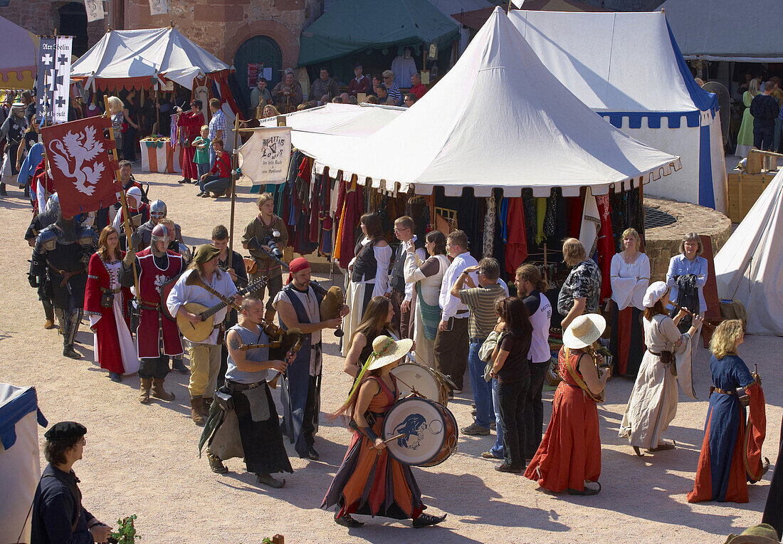 Medieval festival at Hardenburg ruin in 2009, Bad Dürkheim, Deutsche Weinstraße, Palatinate, Rhineland-Palatinate, Germany, Europe