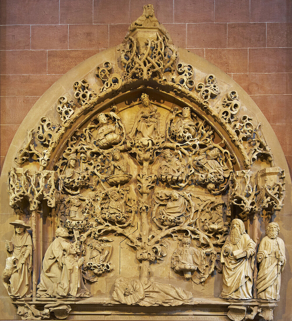 Dom St. Peter, Wurzel-Jesse-Relief, Worms, Rheinhessen, Rheinland-Pfalz, Deutschland, Europa