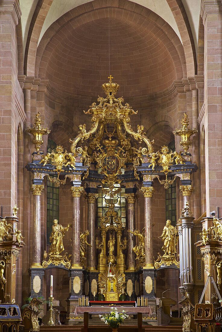Dom St. Peter, Ostchor, Barocker Hochaltar, Worms, Rheinhessen, Rheinland-Pfalz, Deutschland, Europa