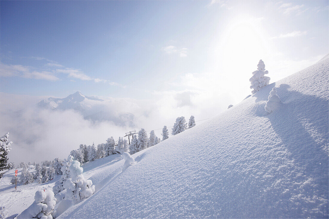 Winter scenery, Mayrhofen, Ziller river valley, Tyrol, Austria