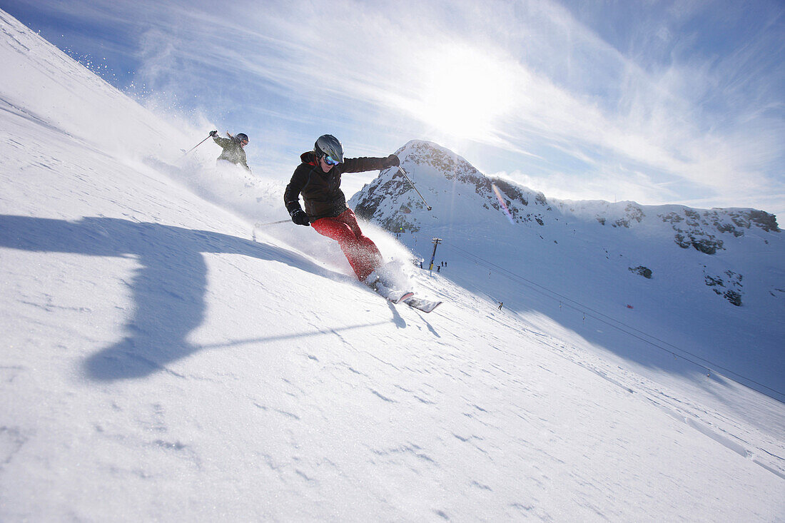 Skifahrer am Blackcomb Peak, British Columbia, Kanada