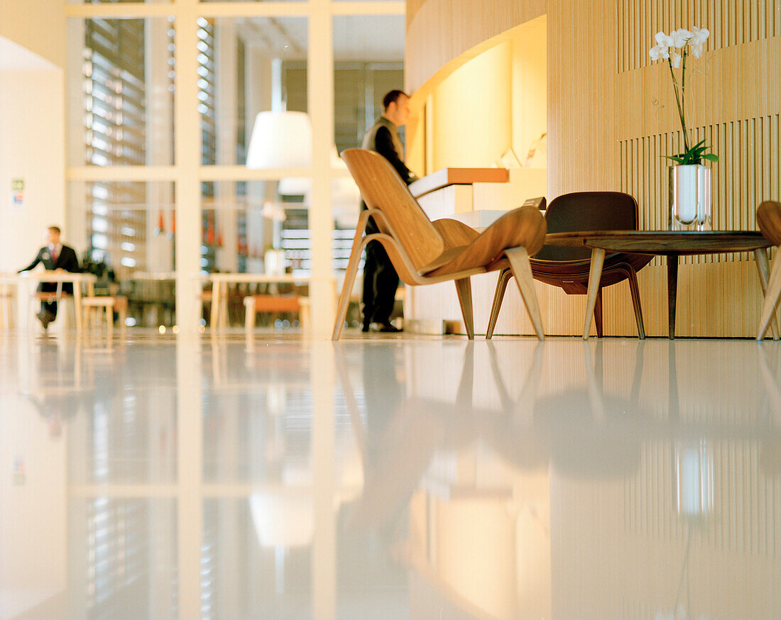 Lobby, Designed by John Pawson, Hotel Silken Puerta America, Madrid, Spain