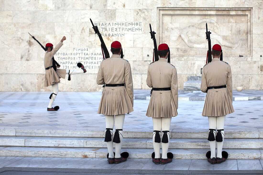 Guards (Evzones). Parade at Tomb of Unknown Warrior. Athens. Greece
