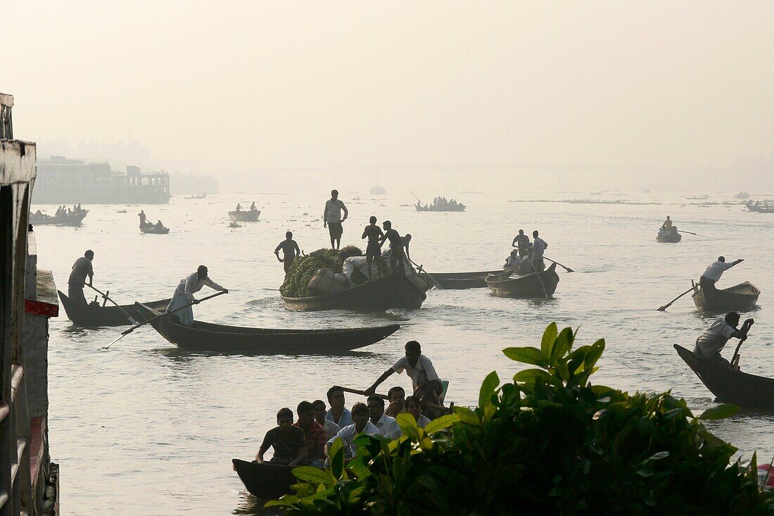 BANGLADESH Small ferry boats on the Buriganga River, Dahka  PHOTO by SEAN SPRAGUE