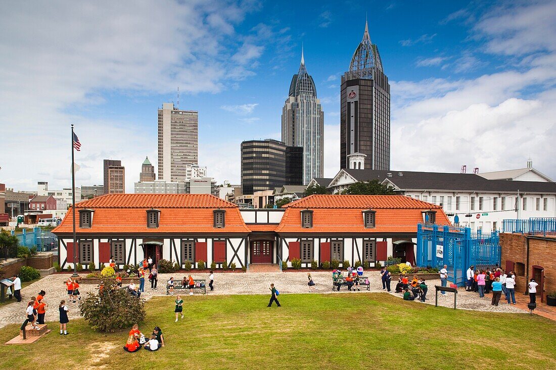 USA, Alabama, Mobile, Fort Conde, b 1711, and skyline