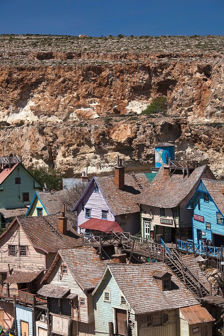 Malta, Northwest Malta, Anchor Bay, Sweethaven, Popeye Village, family fun park, formerly film set for the movie Popeye with Robin Williams