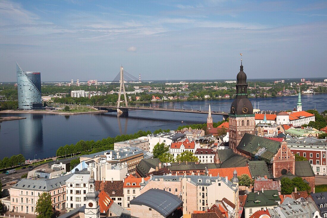 Latvia, Riga, Old Riga, Vecriga, elevated town view from St Peter's Lutheran Church