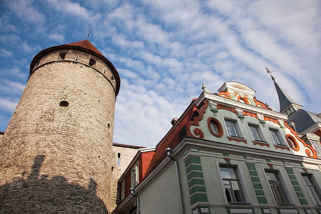 Estonia, Tallinn, Old Town, city wall tower from Uus Street