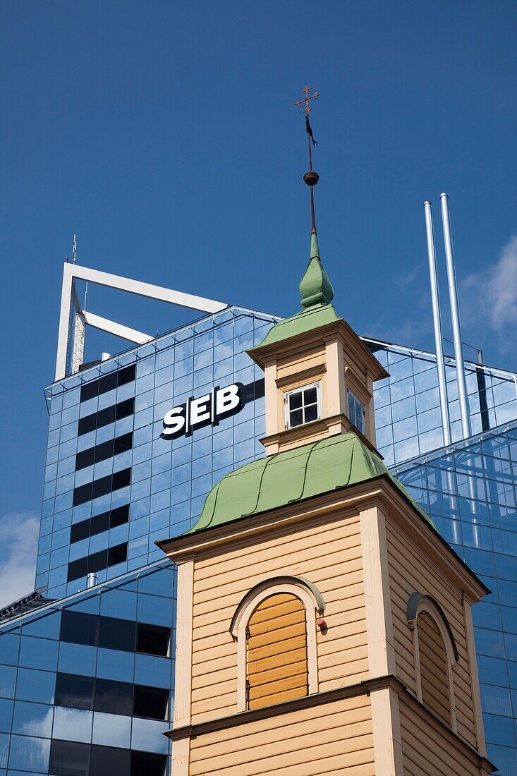 Estonia, Tallinn, St John's Hospital Church and SEB Bank Building