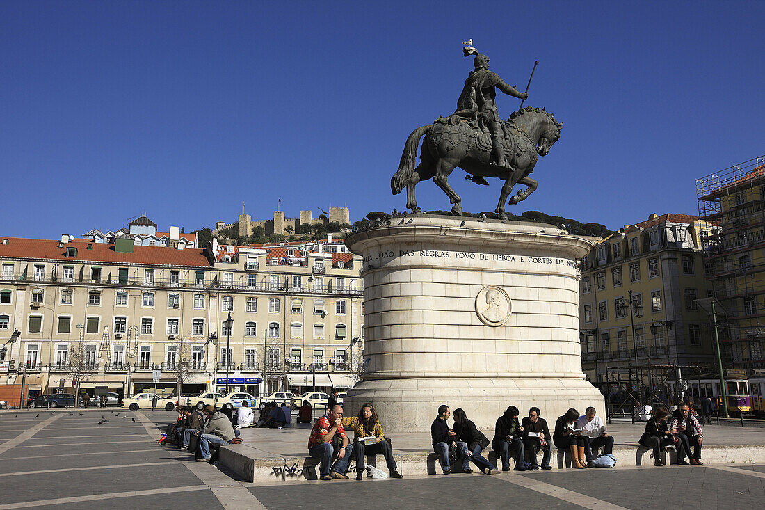 Equestrian statue of King John I in the Praça da Figueira, Lisbon, Portugal