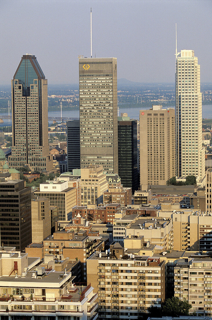 Downtown Montreal from Jacques Cartier Bridge, Quebec, Canada